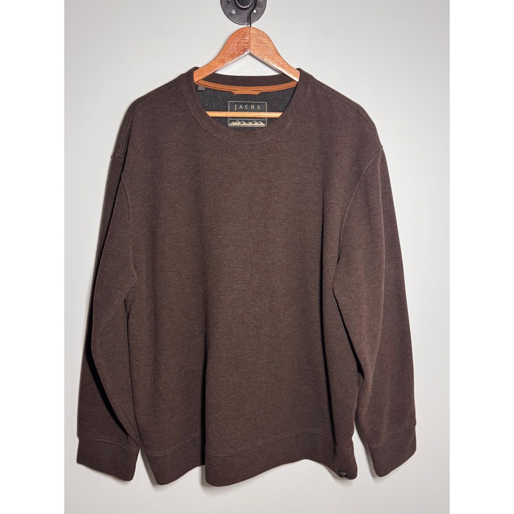 Jachs NY Mens XXL Brown Wool Blend Crewneck Sweatshirt Pullover 1799235